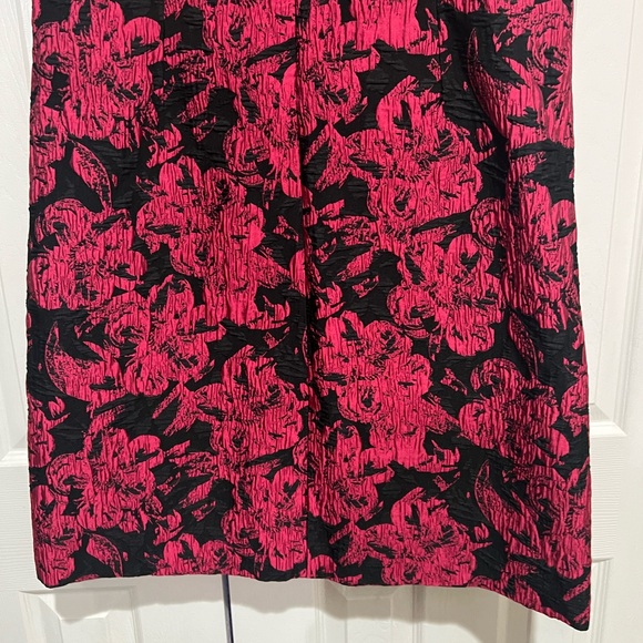 NWT TERI JON FUSCIA PINK/BLACK JACQUARD SHIFT COCKTAIL DRESS SIZE 14 - Picture 8 of 13